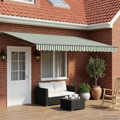 Image de vidaXL Store électrique rétractable vert, blanc, anthracite 4 x 3 m