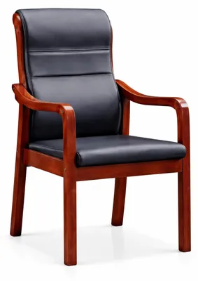 Produktbild von Konferenzstuhl mit ergonomischer Rückenlehne und schwarzem Kunstleder