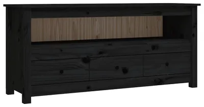 Produktbild von vidaXL TV-Schrank Schwarz 114x35x52 cm Massivholz Kiefer