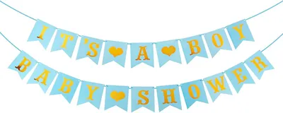 Productafbeelding van Babyfeestbanner, blauw-geel, 1 stuk, voor een babyfeest