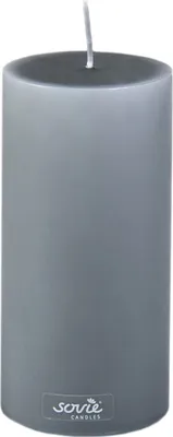 Produktbild von Sovie CANDLES Stumpenkerze in Grau Ø 70 mm x H 150 mm, Brenndauer ca. 82 Std. - 12 Stück