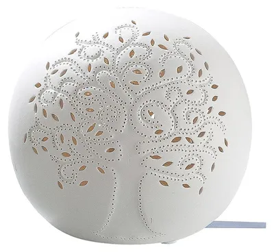 Obrázek produktu pro Stolní lampa Gilde, motiv stromu života, porcelán, bílá, balení 1 kus, délka 16 cm, šířka 16 cm, výška 16 cm. Číslo produktu: 32034, EAN: 4009079320343