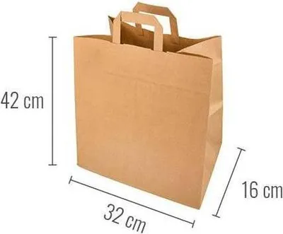 Obrázek produktu pro Papírový sáček s plochým uchem 32 x 16 x 42 cm 50 kusů.