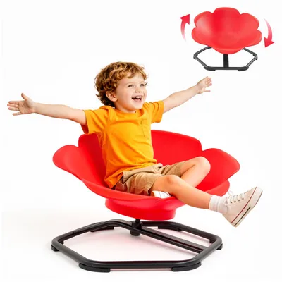 Produktbild von VEVOR Drehstuhl Kinder Autismus Sensorischer Drehsitz 100 kg 650x650 mm Rot, ADHS Hilfsmittel für Kinder im Alter von 3-12 Jahren, Förderung von Gleichgewicht Körperkoordination Greifkraft, PP-Material