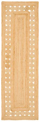 Produktbild von Naturfaser Teppich Läufer Jute Salsa, Größe:80x150 cm, Design:Ethno Beige Bordüre