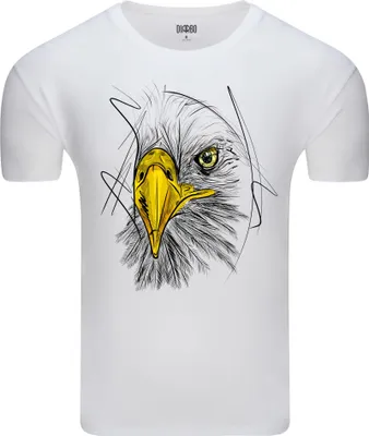 Produktbild von Diarbo Herren T-Shirt mit Tierliebhaber Druck Weißkopfseeadlers-Skizze Weiß Gr.M