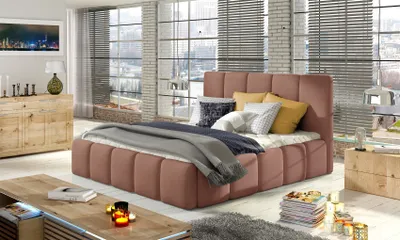 Produktbild von Polsterbett Doppelbett VERONA Set 1 Polyesterstoff Rose 180x200cm