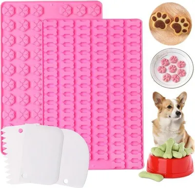 Immagine prodotto di Set di tappetini in silicone da forno per cani, gatti e mini-snack, con 3 spatole