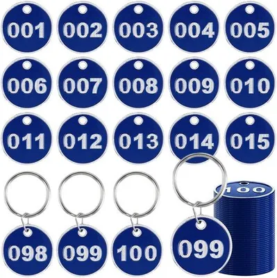 Produktbild von Schlüsselzettel - 100 Stück Blaue Metall Schlüsselanhänger - Für Schlüsselorganisation und Lagerung