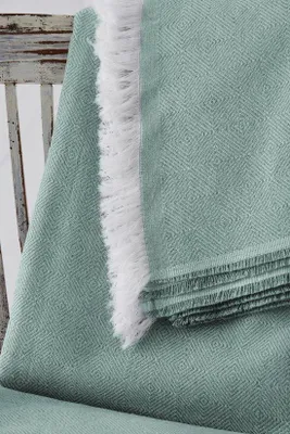 Zdjęcie produktu dla Unyqoos® – Kołdra na łóżko i pled na sofę – kolor aquamarinowy, 180 x 285 cm, skład: 50% bawełna/30% poliester, wszechstronna narzuta do sypialni i salonu