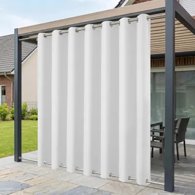 Produktbild von Outdoor Vorhang Wetterfest mit Ösen B254xH213CM, Outdoorvorhänge Gardinen Wasserdicht für Terrasse Balkon Pergola Garten Pavillon, 1 Stück, Weiß