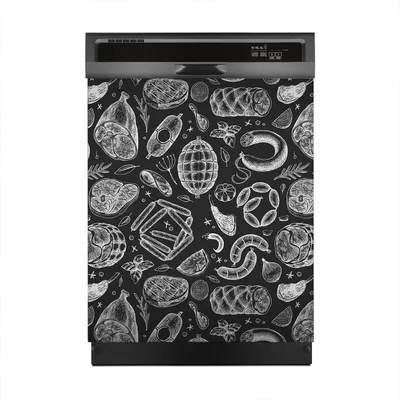 Produktbild von Magnete Dekorative 60x70 cm Küche Magnetmatte Spülmaschine - Schinken Würstchen Jamon Steak