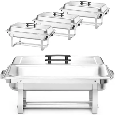 Zdjęcie produktu dla Pojemniki do utrzymywania ciepła GN 1/1 – bufety grzewcze – urządzenia do utrzymywania ciepła potraw – urządzenia grzewcze do cateringu – zestaw grzewczy – stal nierdzewna – 4 sztuki