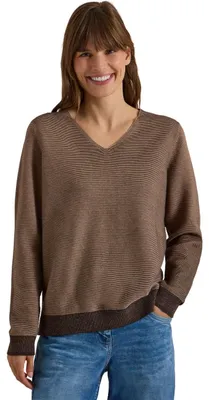 Produktbild von Cecil Damen Pullover im Two-Tone-Look mit V-Neck