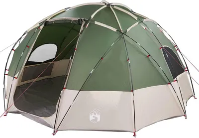 Image de Tente dôme vidaXL avec toit à double pente, vert, 475 x 475 x 235 cm, en taffetas