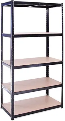 Obrázek produktu pro Police, regál, kov, lakovaný ocel, 90 x 40 x 180 cm, 5 polic, maximální nosnost 875 kg, černá barva