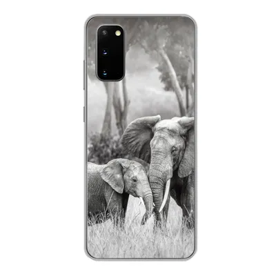 Produktbild von MuchoWow® Handyhülle Schutzhülle Hülle für Samsung Galaxy S20 Elefant - Tiere - Natur - Schwarz und weiß Silikon Softcase Handy Hülle - Bild