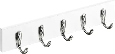 Produktbild von Hettich Garderobenleiste 5 Haken Holz 40 x 6 x 6 cm weiß