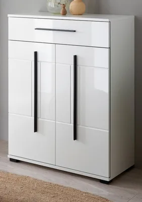 Produktbild von Schuhschrank "Design-D" in weiß Hochglanz 80 x 103 cm