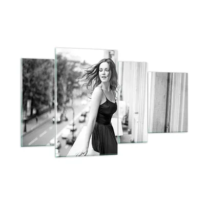 Produktbild von Bilder auf glas - 4 Teile - Frau Balkon Straße - 120x70cm - Glasbilder - Wandbilder - Bilder - zum Aufhängen bereit - Wanddekoration aus Glas - Glas Bilder - Wandbild auf Glas - GDL120x70-5017