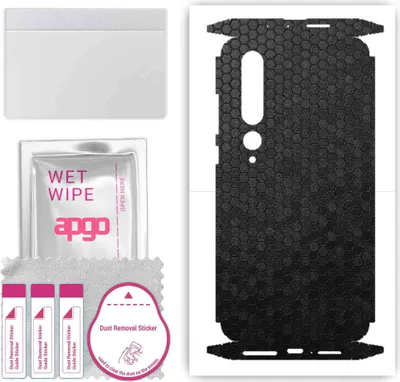 Produktbild von apgo Rückseite + Seiten Schutzfolie, Skin, kompatibel mit Xiaomi Mi 10 5G, Hinten Displayschutzfolie aus Vinylfolie, kratzfest, einfache Montage - Schwarze Honigwabe