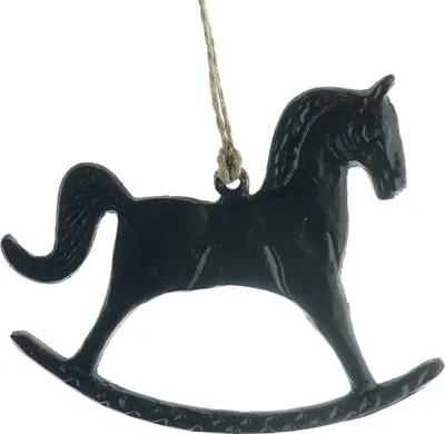 Produktbild von Weihnachtsanhänger Schaukelpferd Schwarz 12 cm - Aluminium