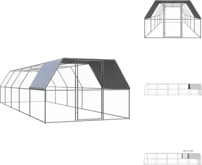 Image de vidaXL Cage à poules d'extérieur 3x10x2 m Acier galvanisé - Habitats & Enclos pour petits animaux