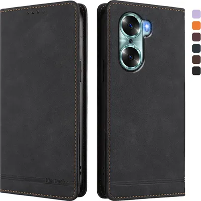 Immagine prodotto di Custodia per Honor 60, flip case in Finto cuoio retrò con supporto e slot per carte di credito Nero