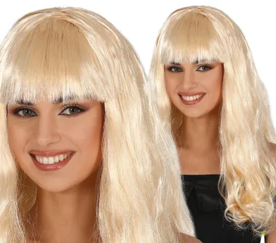 Produktbild von Lange blonde Perücke mit Pony