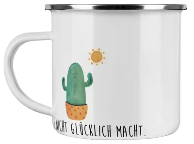 Produktbild von Mr. & Mrs. Panda Pott Kaktus Sonne - Weiß - Geschenk, Trennung, Motivation, Sonnenschein, Teetasse, Kakteen, Glück, Emaille Tasse, Geschenkidee, Haferl, Campingtasse