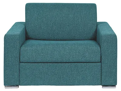 Produktbild von Schlafsessel mit Express-Bettfunktion aus meliertem blauem Stoff - Schlafbreite 70 cm - Matratze 18 cm CALITO