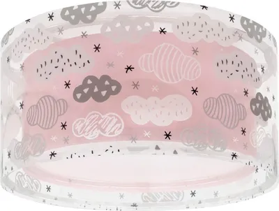 Produktbild von Dalber Rosa Kinder Deckenleuchte mit Wolkenmuster, 2-flammig und transparentem Doppelschirm