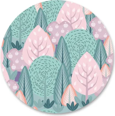 Produktbild von Sticker Kreis für Kinderzimmer bunte BÄUME Pflanzen Natur Cartoon Wandtattoo Aufkleber Wanddekoration 100 cm x 100 cm