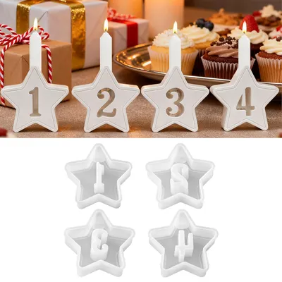 Produktbild von Silikonform für die Adventskalendernummern 1-4, Gießform für Adventskranz-Kerzenhalter, Kerzengießformen, Epoxidharzformen für DIY-Bastelprojekte