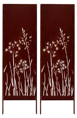 Produktbild von Kapaga - 2x Sichtschutz aus Metall - 160 cm x 50 cm - Edelrost - Rostoptik für den Garten - Sichtschutzelement - Sichtschutzwand - Gartendekoration - Rost (Pusteblumen)