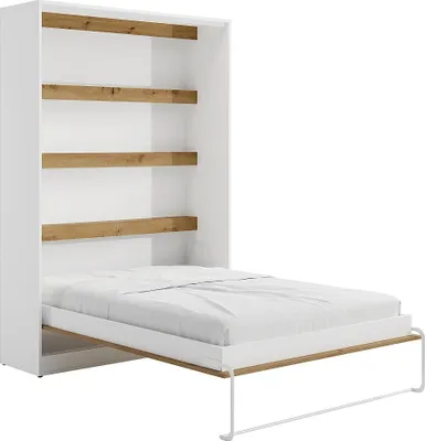 Produktbild von Versteckbett 140 × 200 cm - Manuelle vertikale Öffnung - LED-Beleuchtung - Weiß und natürlich - RAPILI