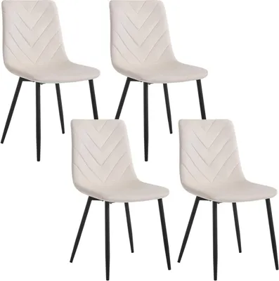 Produktbild von EUGAD Esszimmerstühle 4er Set, Samtstuhl mit Metallbeinen, Creme