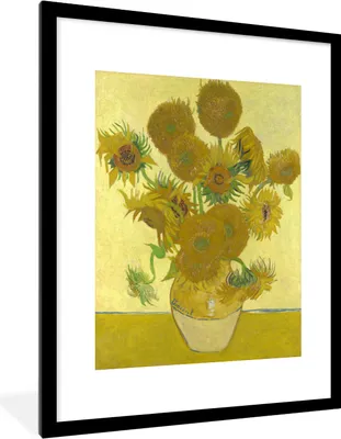 Produktbild von MuchoWow® MuchoWow® Gerahmtes Poster Sonnenblumen - Vincent van Gogh 60x80 cm - Poster mit zchwarzem Bilderrahmen - Wohnzimmer - Dekorationen - Prämie