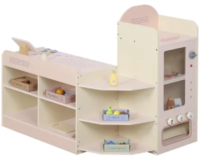 Produktbild von Kaufladen für Kinder Kaufladen Supermarkt mit Kasse Scanner Verkaufsautomat Spielzubehör für Kinder ab 3 Jahren Rosa