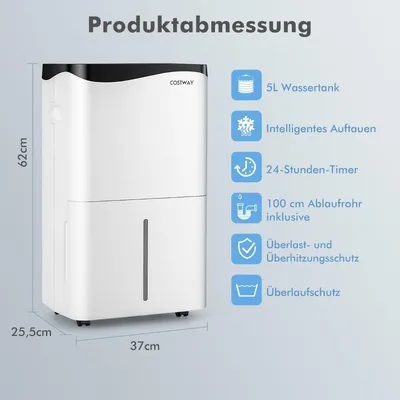Produktbild von Luftentfeuchter Raumentfeuchter Mobile Entfeuchter elektrisch Dehumidifier 25L/24h Raumgröße ca.60m²