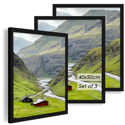 Obrázek produktu pro Elzusha – Sada 3 černých fotorámečků o rozměrech 40 x 50 cm, vhodné pro fotografie a plakáty