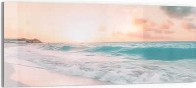 Produktbild von DEQORI Glasbild Echtglas 125x50 cm 'Pastellmeer' Wandbild Bild modern Deko