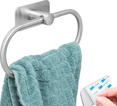 Produktbild von bremermann Bad-Serie PIAZZA TAPE - Handtuchring ohne Bohren - mit Klebepad, Handtuchhalter aus Edelstahl matt