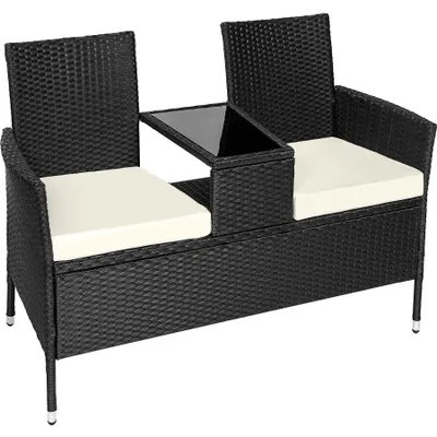 Produktbild von tectake® Rattan Gartensitzbank Narbonne 2-Sitzer, 133 x 63 x 84 cm 6 cm Sitzpolster