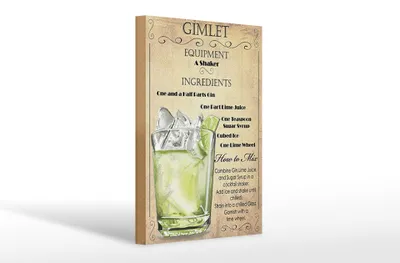 Produktbild von Holzschild Alkohol 20x30cm Gimlet Equipment ingredients