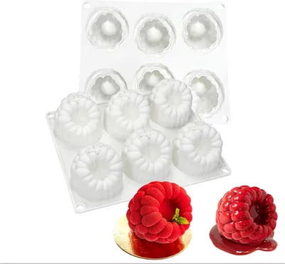 Produktbild von 3D Erdbeere & Himbeere Silikon Backformen Set - Flexible Dessertformen fš¹r Mousse-Kuchen, Brownies, Gelee, Eis & Sš¹?igkeiten (Frucht-Muster) (Tiefrot)