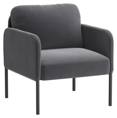 Productafbeelding van COLAMY fauteuil – Natuurlijk comfort voor dagelijks gebruik. Met een omhullende rugleuning en slanke metalen poten, grijs