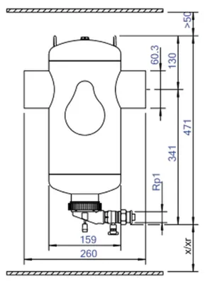 Produktbild von EDER SPIROTECH Schlammabscheider, BE050LM, SpiroTrap Magnet, DN50, Schweißstutzen, 10bar, 110°C, 1 Stk.