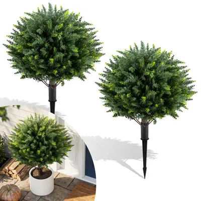 Produktbild von COSTWAY 2er-Set Kunstpflanzen mit Erdspieß, 70cm Künstliche Zypresse, Immergrüne Künstliche Pflanzen, Sonnenschutz & Lichtbeständig, für Innen & Außen