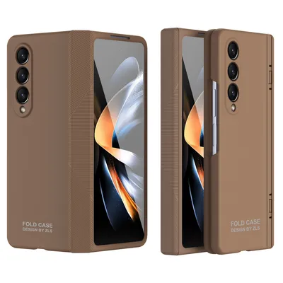 Obrázek produktu pro Pouzdro pro Samsung Galaxy Z Fold 4 5G Tvrdé PC pouzdro s ochrannou fólií na displej a ochranou pantu Káva